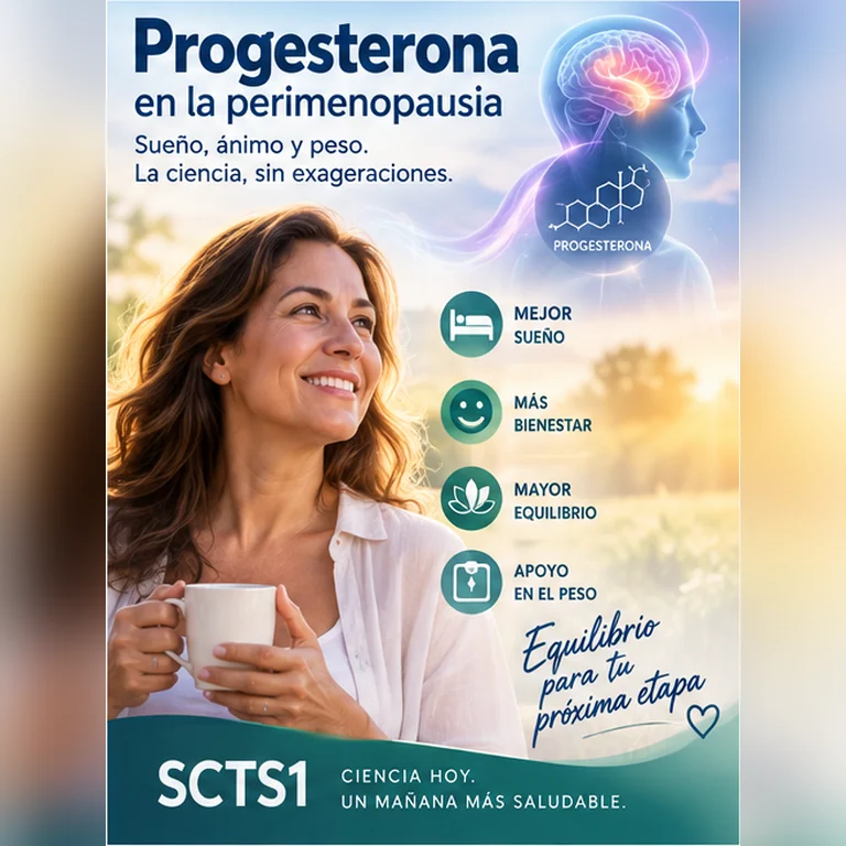 Tarjeta SCTS1: Progesterona en la perimenopausia — sueño, ánimo y peso
