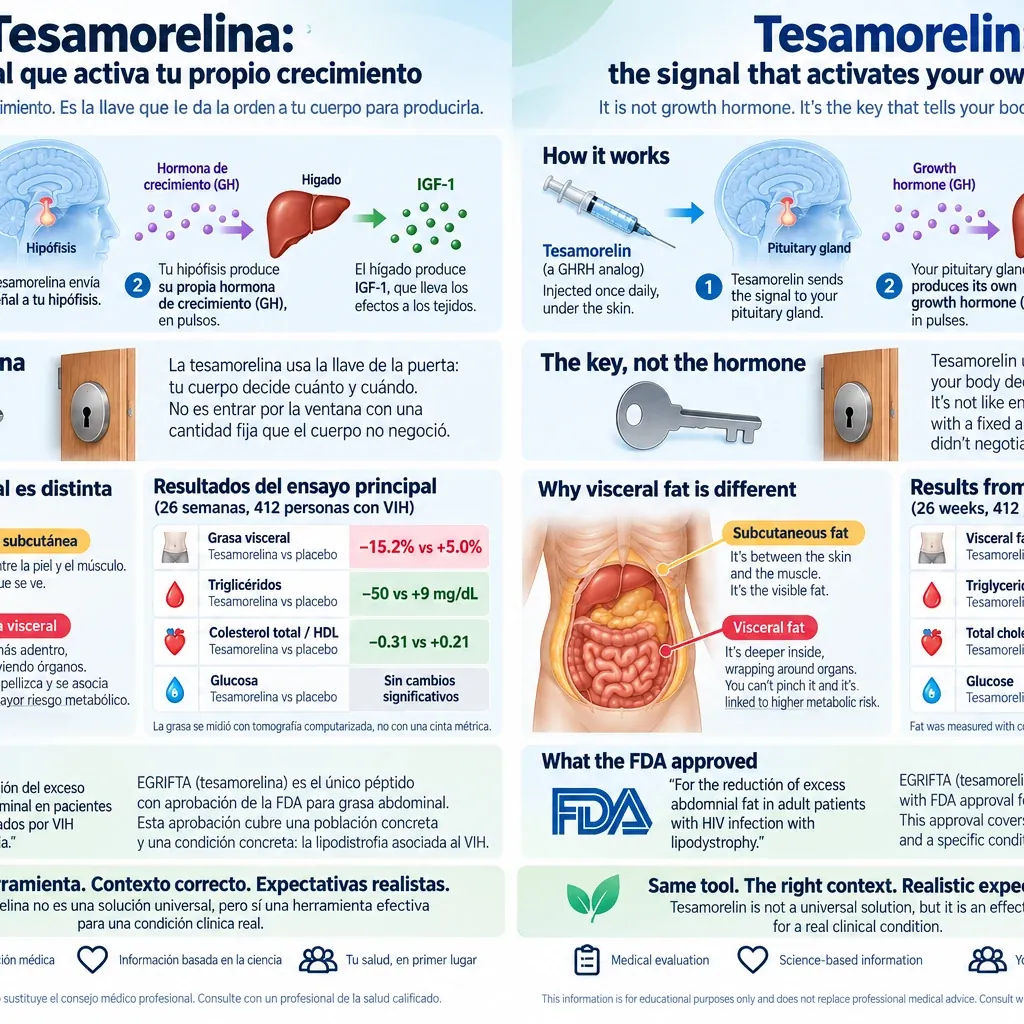 Tesamorelina: grasa visceral y evidencia