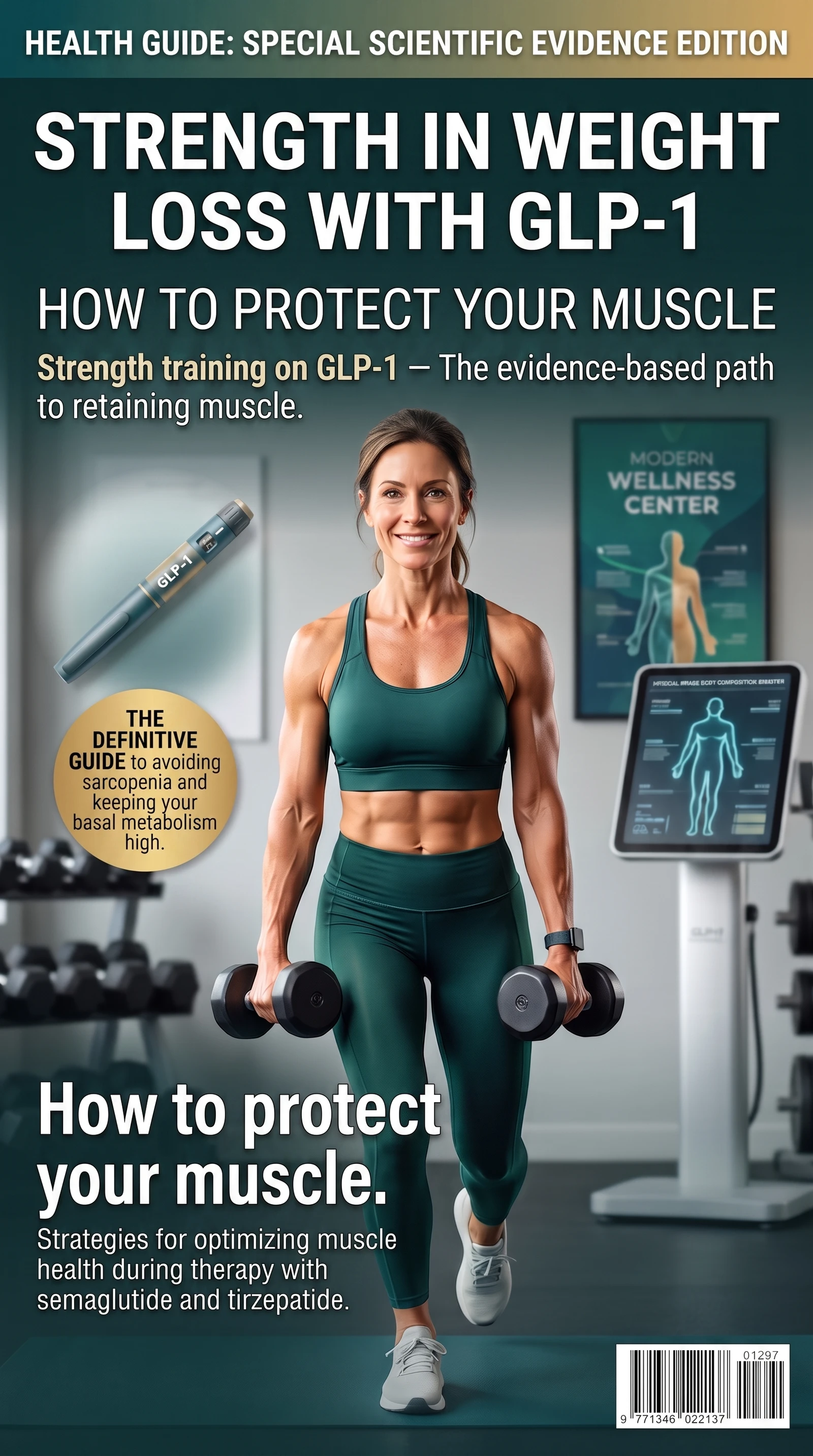 Infographic: strength training on GLP-1 — how much muscle is lost, why it matters, and how to protect it with resistance training and protein