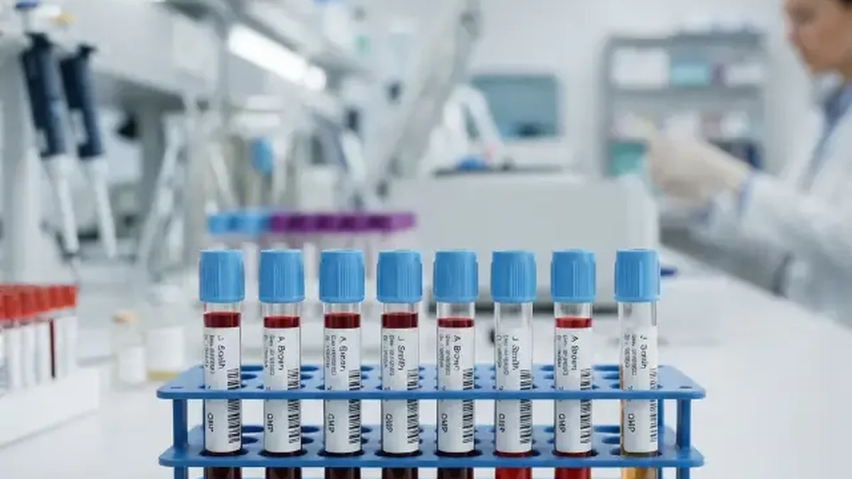 Tubos de muestra en un laboratorio clínico